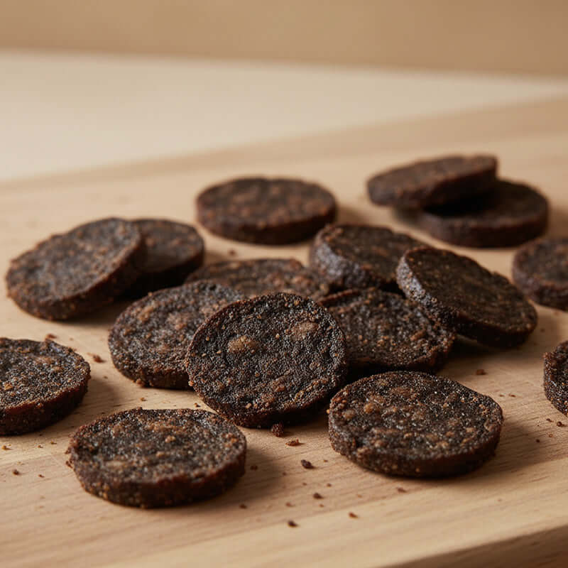 Chutney Wheels, small biltong slices made from premium beef and seasoned with chutney spice blend.